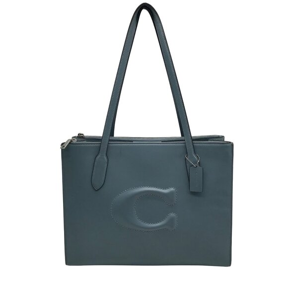 Coach Light Blue Leather Nina Tote Bag CR096 - Picture 1 of 11